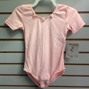 Baryshnikov 6817 Girls' 12-14 Ballet Pink Rosebud Short Sleeve Leotard (Faded)